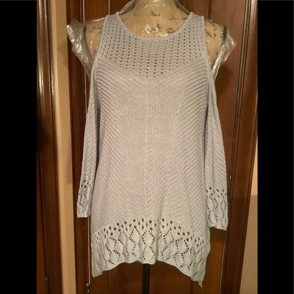 Lauren Conrad, Lt.Grey/Blue Cold Shoulder Long Top